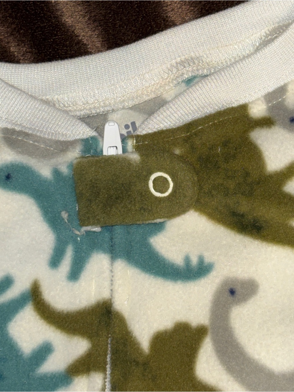 Carter's Dino Print Fleece Footed One-Piece - Green, Teal, Cream